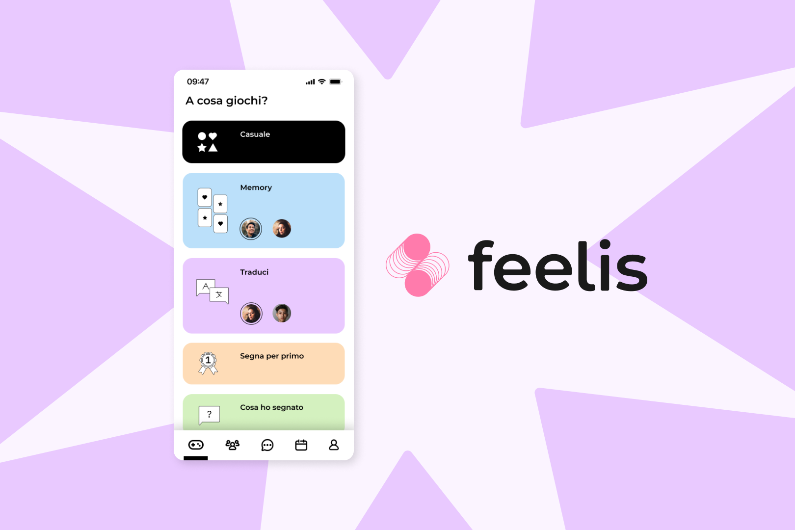 Homepage app Feelis